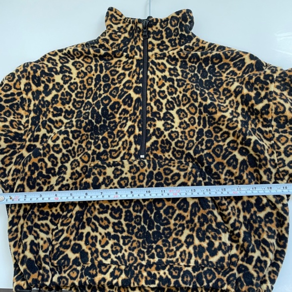 Aritzia TNA Lena Leopard Half Zip Fleece Sweater Sz XS - Picture 10 of 12